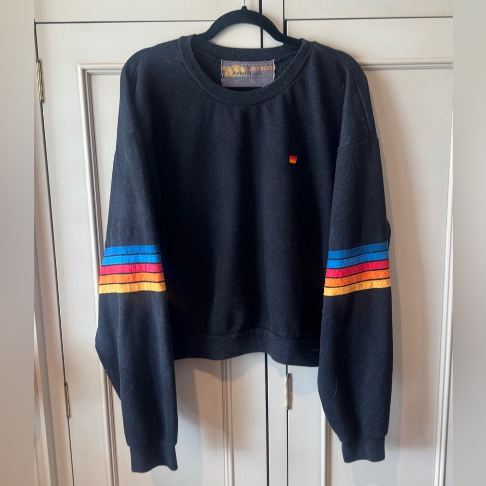 Aviator Nation 5 Stripe Relaxed Crew Sweatshirt. Excellent Condition. Size M